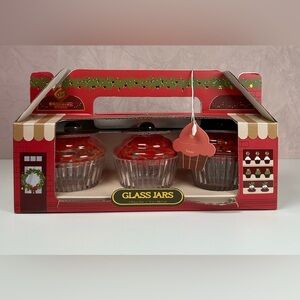 Holiday Glass Jar Set with Red Lids - 3-Pack
